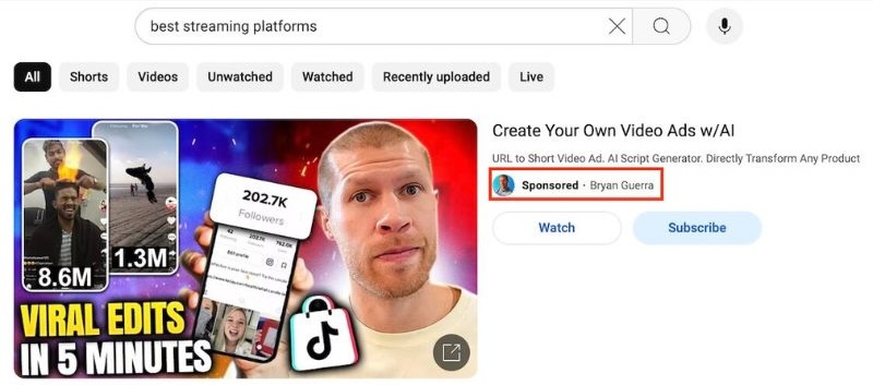 youtube ad example