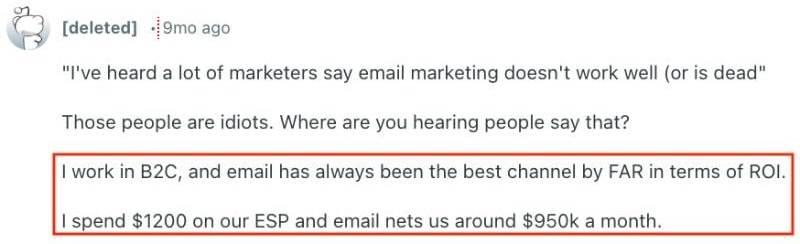 b2c email best roi
