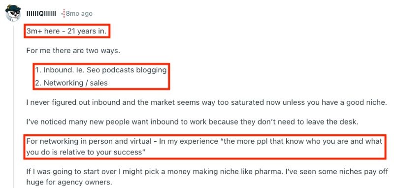 agency owner posting Reddit