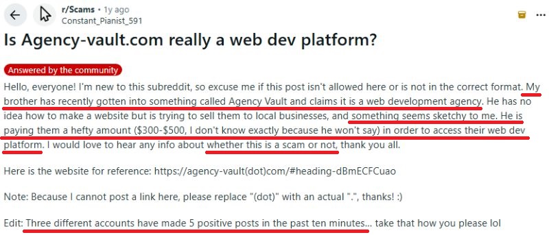 Is Agency Vault a scam