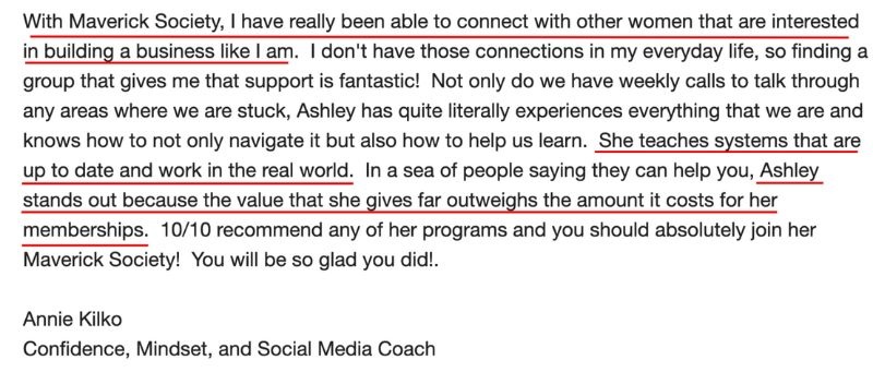 Annie Kilko testimonial