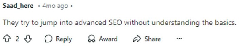 common seo mistakes reddit comment
