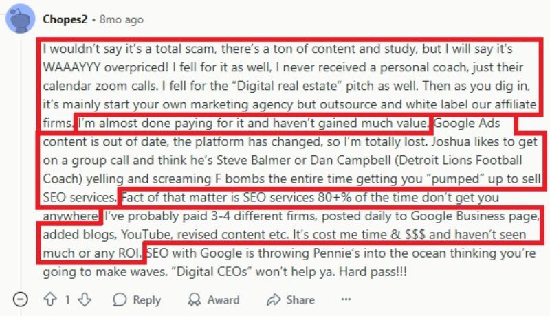 Does Digital CEO have personal coaches Reddit