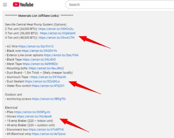diy creators youtube affiliate links