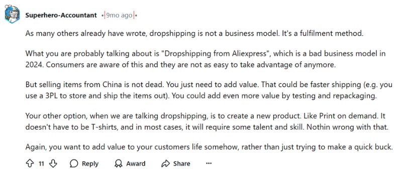 dropshipping reviews reddit