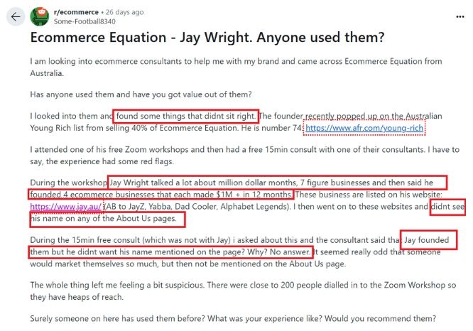 ecommerce equation negative review