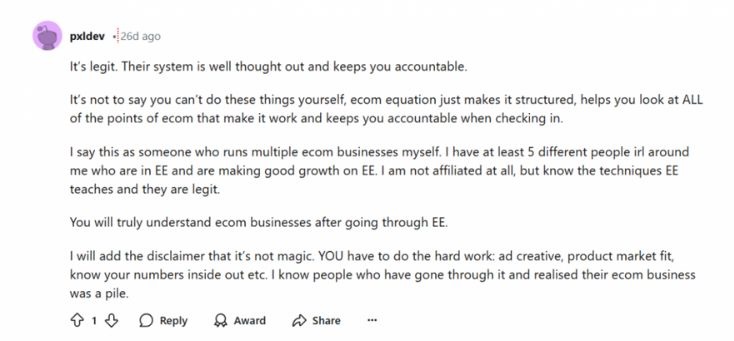ecommerce equation system legit reddit