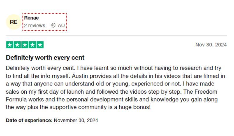 Freedom Club Review Trustpilot renae