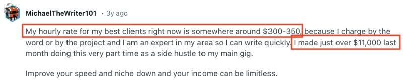 freelance writer income comment