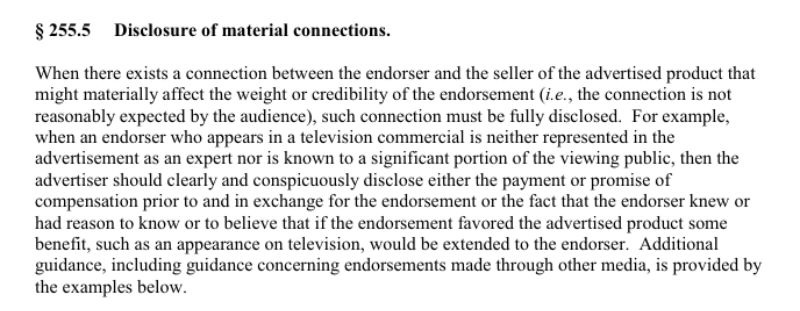 ftc guidelines material connections