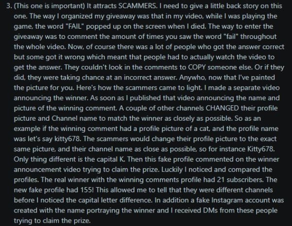 giveaway scammers
