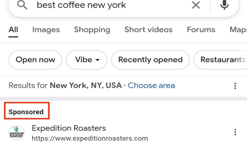 google ad example