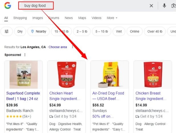 google dog food ads