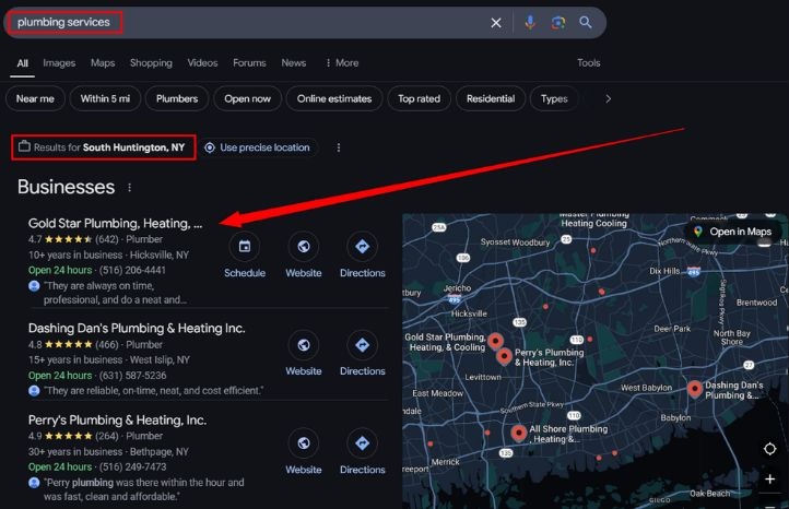 google my business local plumbing