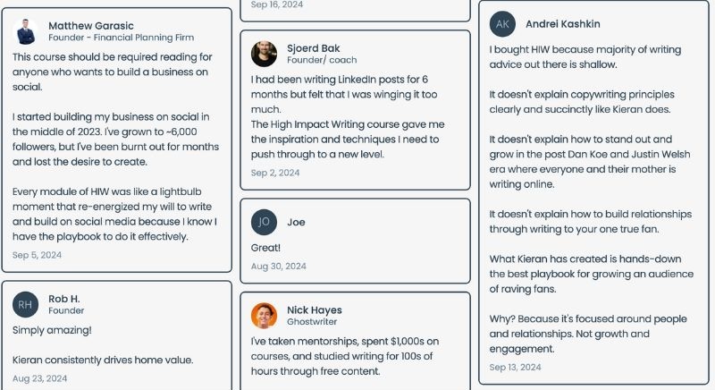 high impact writing student comments