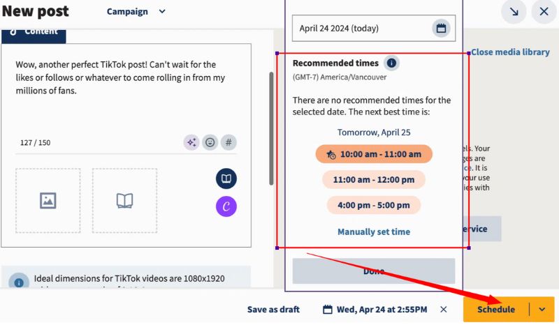 hootsuite tiktok scheduling