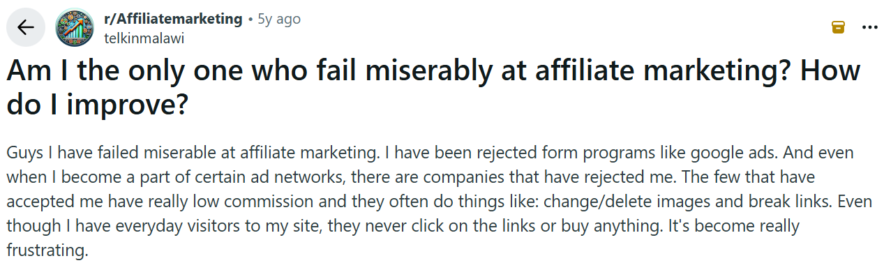 affiliate marketer fail reddit