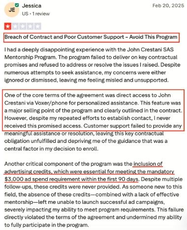 jessica negative review