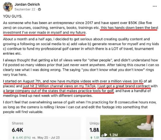 Jordan Oelrich testimonial