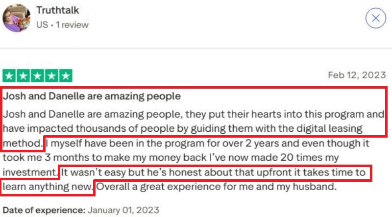 Joshua T Osborne TrustPilot review