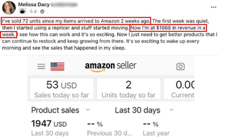 Melissa Dacy Amazon earnings