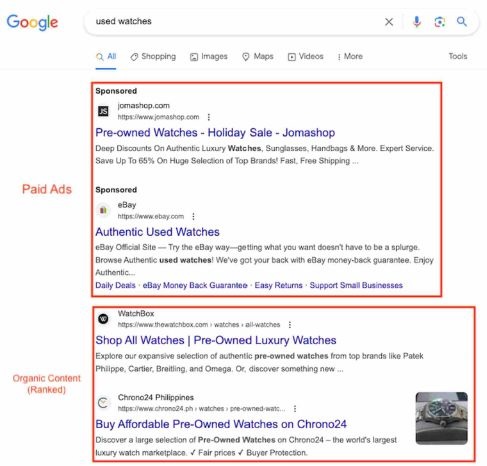 organic and paid content