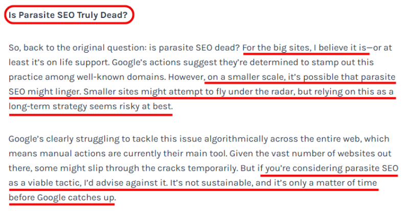 parasite seo comment edd dawson