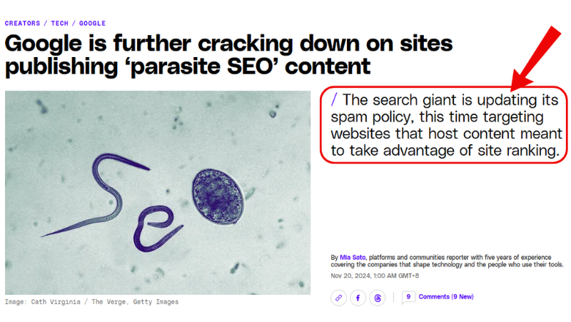 parasite seo news the verge