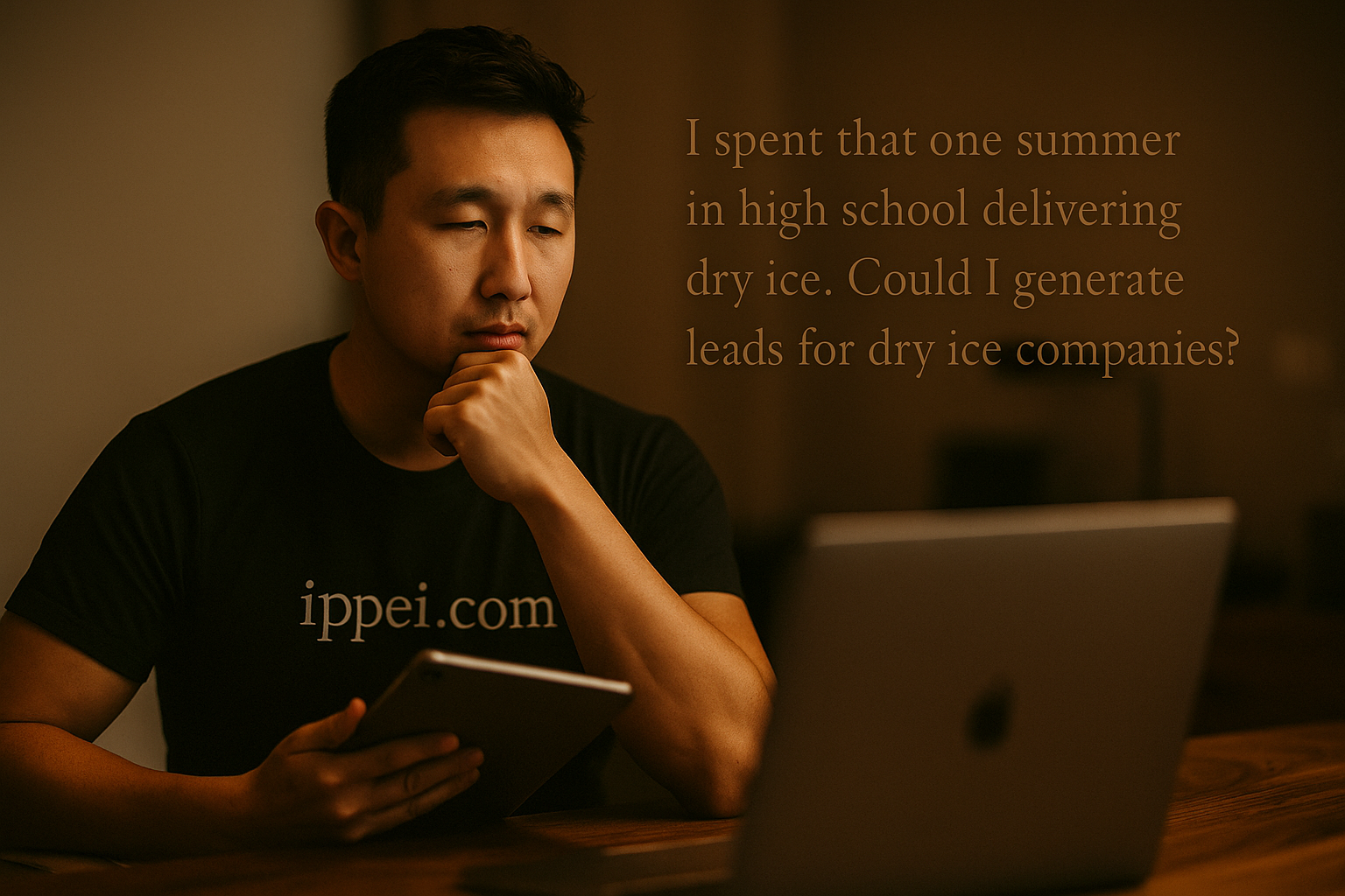 Ippei: "I spent that one summer in high school delivering dry ice. Could I generate leads for dry ice companies?"
