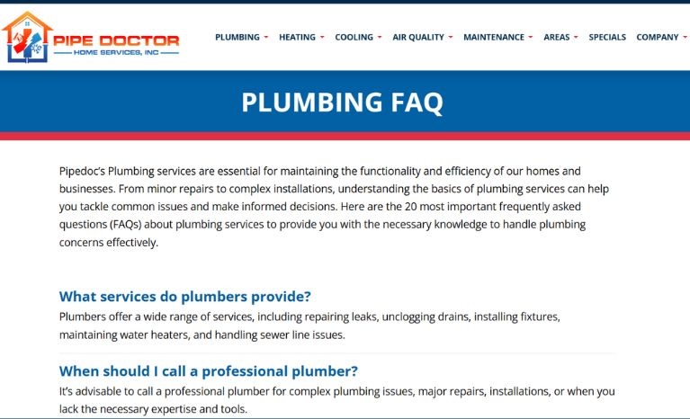 pipe doctor plumbing faq