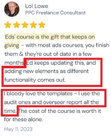 positive course review lowe