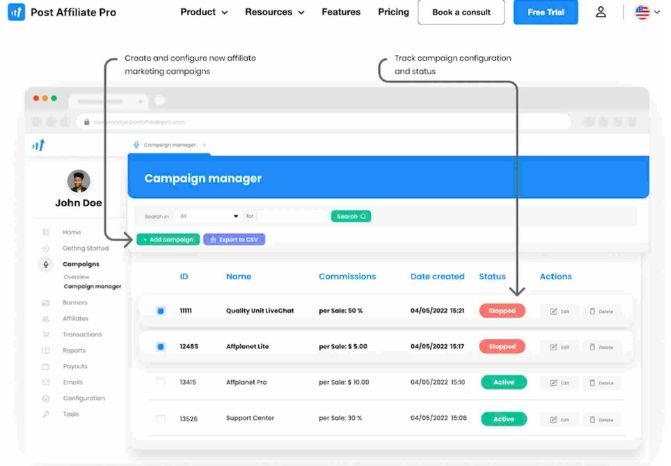 post affiliate pro campaign tracking