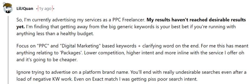 PPC experience on reddit
