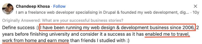 Quora user Chandeep Khosa
