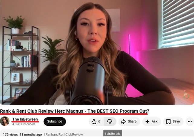 Rank And Rent Club YouTube review