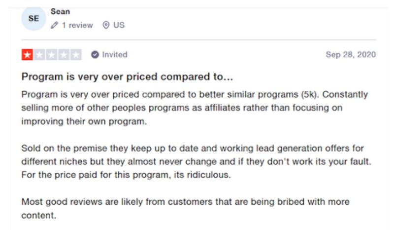 sean negative comment trustpilot