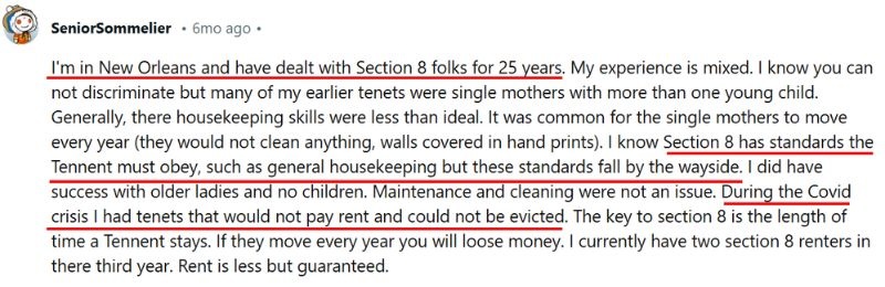 section 8 tenants comment