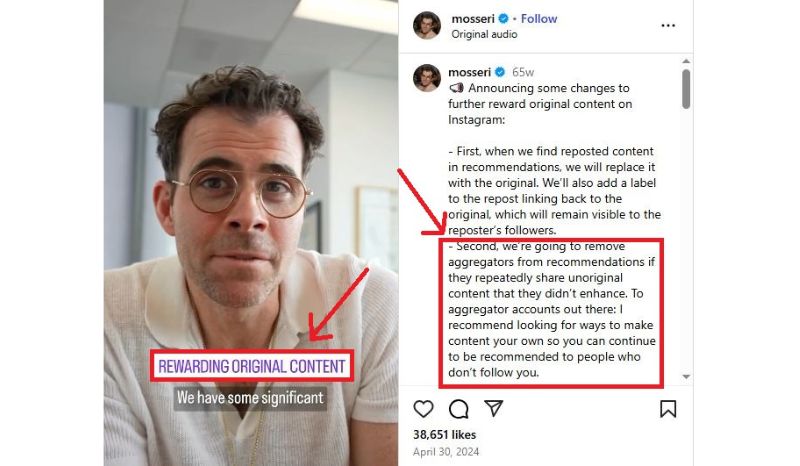 Instagram is rewarding original content Adam Mosseri