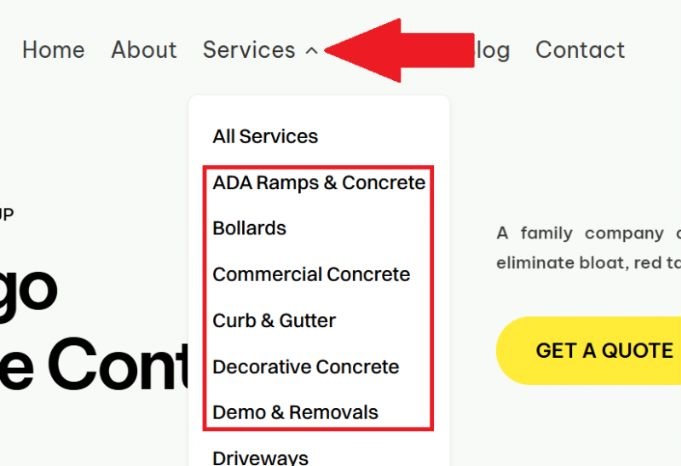 website service pages