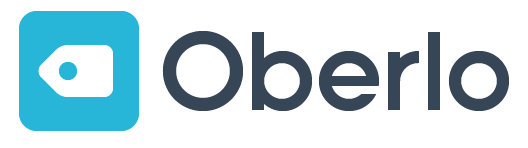 The Oberlo logo. A light blue square with a white price tag pointing to the left. The Oberlo name is in simple black sans font.