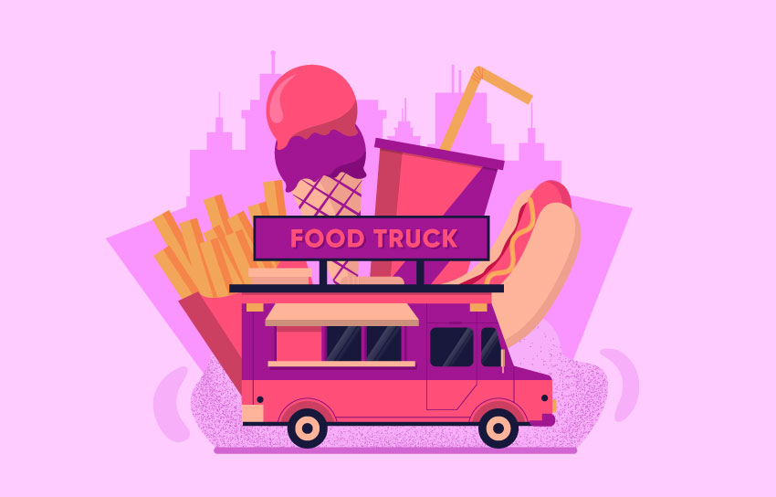 cartoon of a food truck