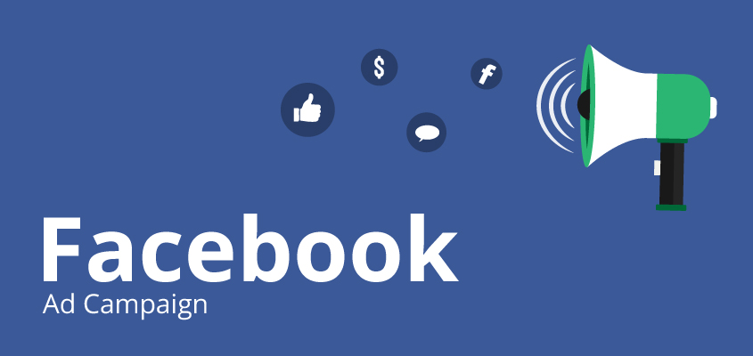 image of the facebook logo and a megaphone