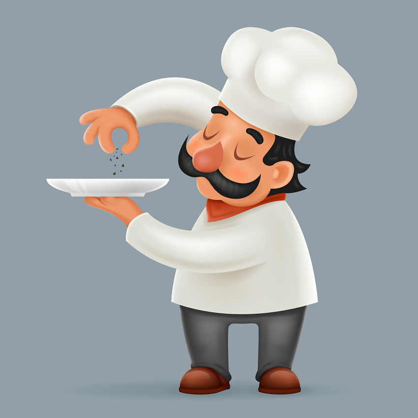 cartoon of a man in a chefs hat