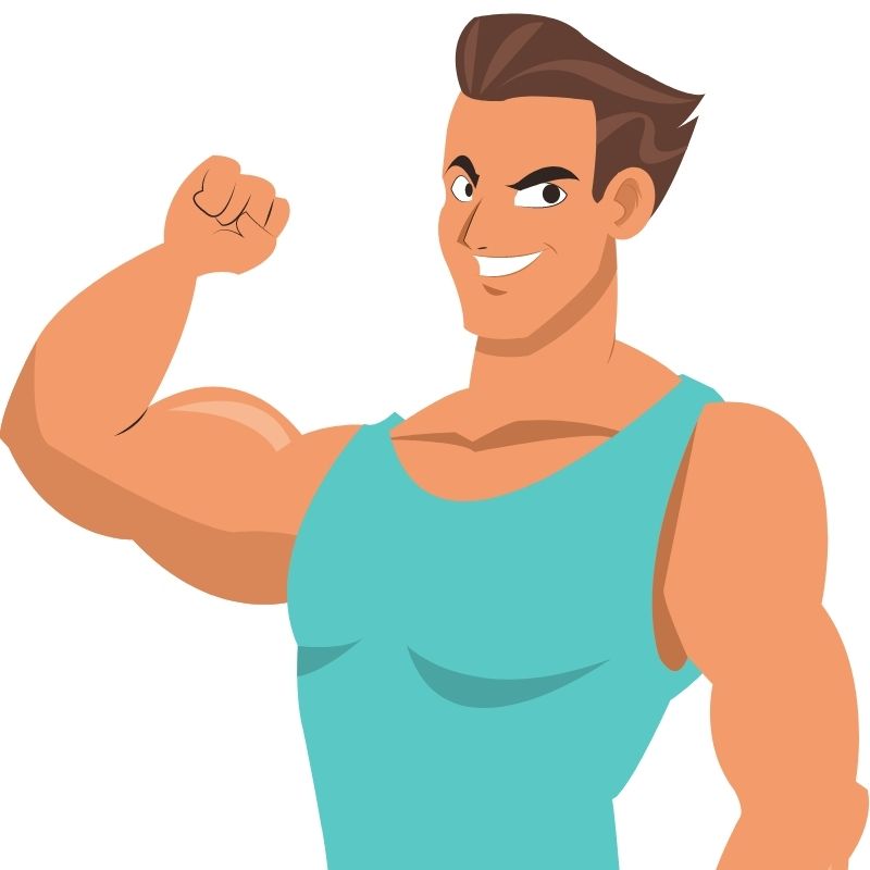 cartoon of a man in a muscle shirt