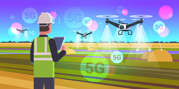 image of drones and 5G