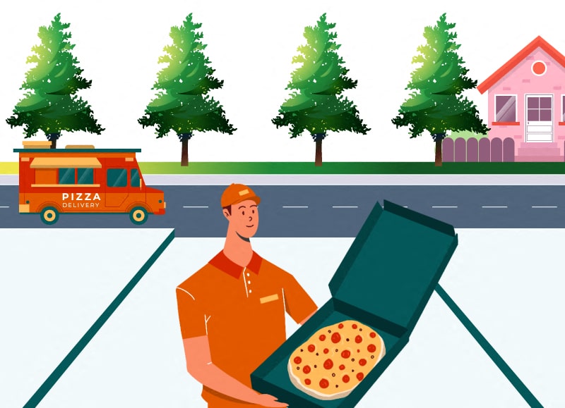 image of a man delivering pizza