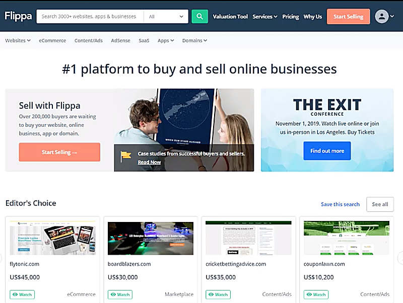selling websites on flippa