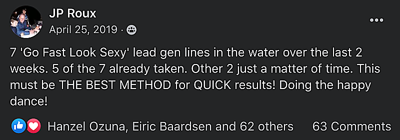 lead generation go fast look sexy facebook comment