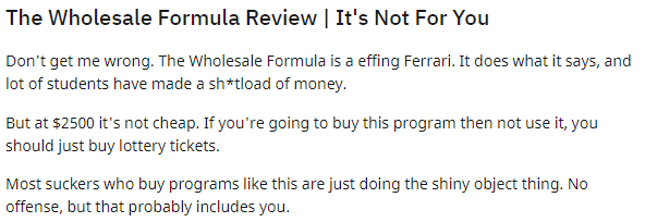 wholesale formula review
