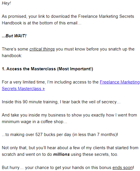 Freelance Marketing Secrets Email